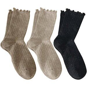 Ruffle Frilly Ankle Socks Women Cute Coquette Cotton Knit Lettuce Edge Girls